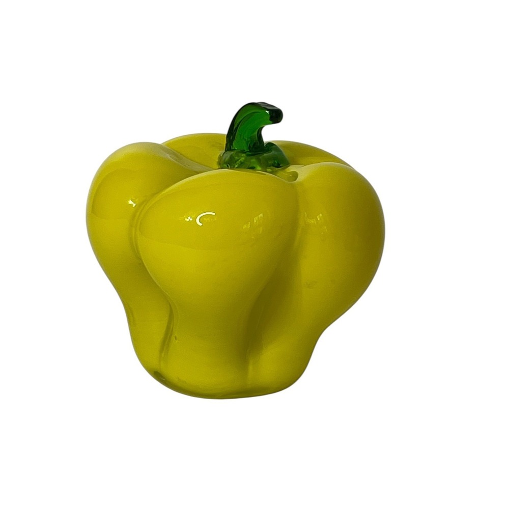 Blown Glass Yellow Bell Pepper Decorative‎ Vegetable 3 3/4" Tall